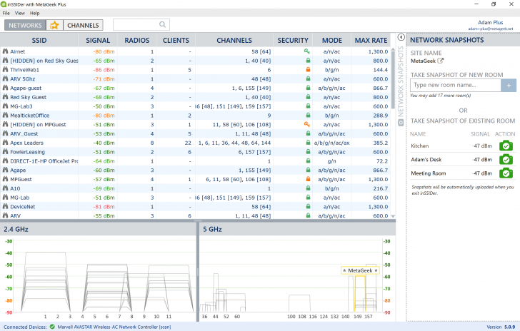 inSSIDer (โปรแกรม inSSIDer เช็คสถานะสัญญาณ Wi-Fi รอบตัว) : 