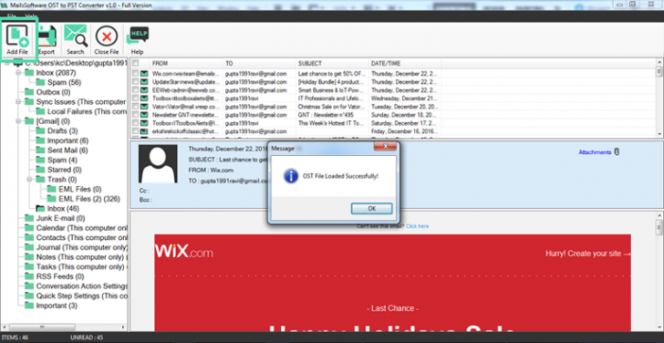 โปรแกรมแปลงไฟล์ MailsSoftware OST to PST Converter 
