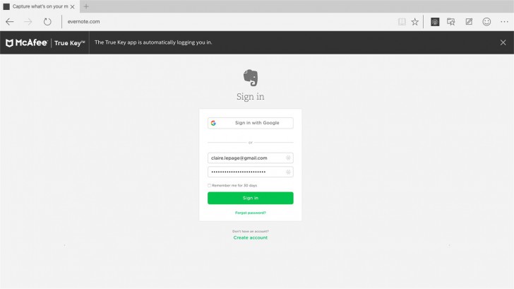 True Key (โปรแกรม True Key ช่วยจดจำ จัดเก็บล็อกอิน และ รหัสผ่านจาก McAfee) : 