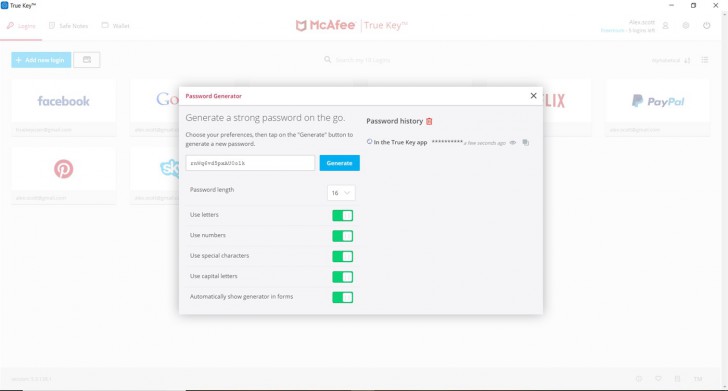 True Key (โปรแกรม True Key ช่วยจดจำ จัดเก็บล็อกอิน และ รหัสผ่านจาก McAfee) : 