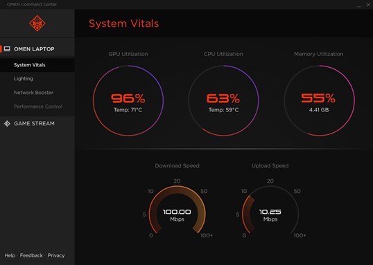 OMEN Command Center (โปรแกรมรวมเครื่องมือเพิ่มประสิทธิภาพ HP OMEN) : 