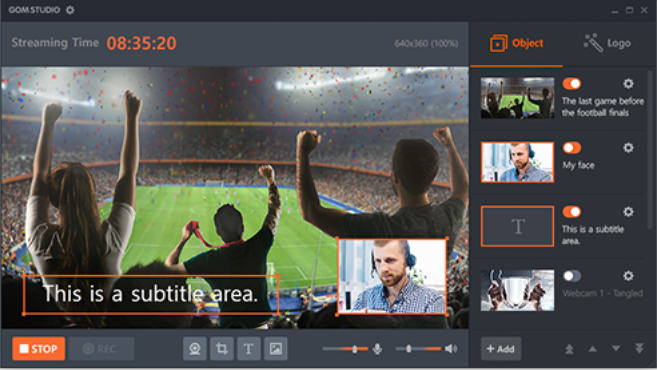 โปรแกรมไลฟ์สด ไลฟ์สตรีม GOM Studio