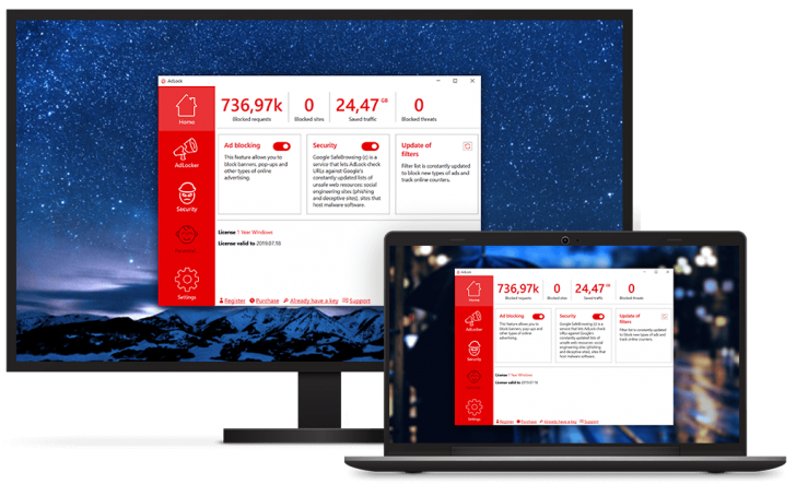 โปรแกรมปิดบล็อกแบนเนอร์โฆษณา AdLock