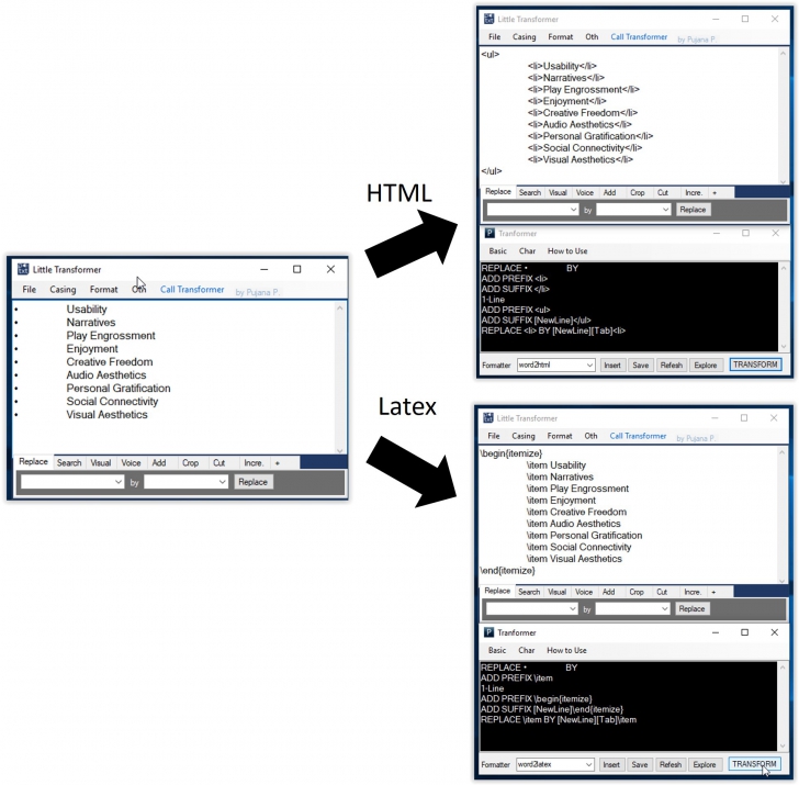 โปรแกรมจัดการข้อความ Little Transformer เพิ่มเติม