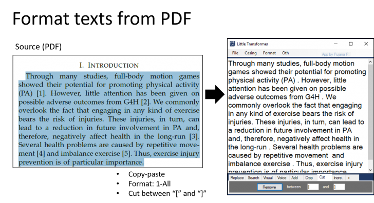 โปรแกรมจัดการข้อความ Little Transformer เพิ่มเติม