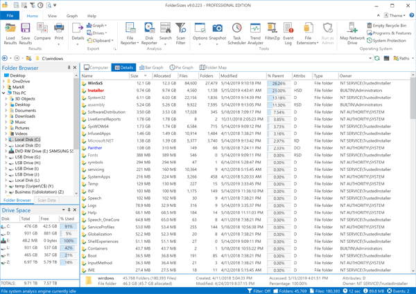 โปรแกรมจัดการโฟลเดอร์ เพิ่มพื้นที่จัดเก็บไฟล์ของฮาร์ดดิสก์ FolderSizes โปรแกรมจัดการโฟลเดอร์ เพิ่มพื้นที่จัดเก็บไฟล์ของฮาร์ดดิสก์ FolderSizes