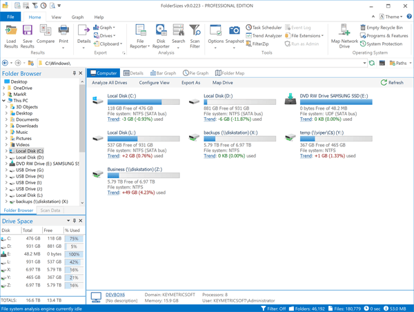 FolderSizes (โปรแกรม FolderSizes จัดการไฟล์ โฟลเดอร์ เพิ่มพื้นที่จัดเก็บไฟล์ของ HDD หรือ SSD) : FolderSizes (โปรแกรม FolderSizes จัดการไฟล์ โฟลเดอร์ เพิ่มพื้นที่จัดเก็บไฟล์ของ HDD หรือ SSD) :