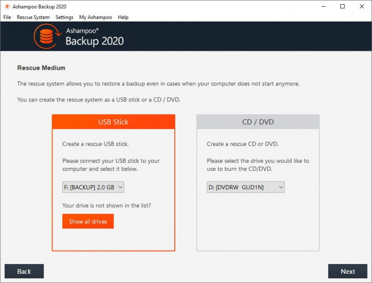 Ashampoo Backup 2020 (โปรแกรมสำรองไฟล์และกู้ข้อมูลบนพาร์ทิชันที่เสียหาย) : 