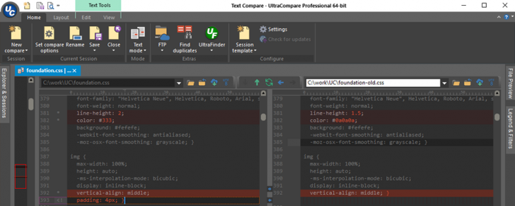 UltraCompare (โปรแกรมเปรียบเทียบความแตกต่างของไฟล์ โฟลเดอร์ และซอสโค้ด)