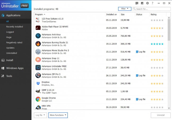 Ashampoo UnInstaller FREE (โปรแกรมช่วยลบซอฟต์แวร์แบบถอนรากถอนโคน ฟรี)