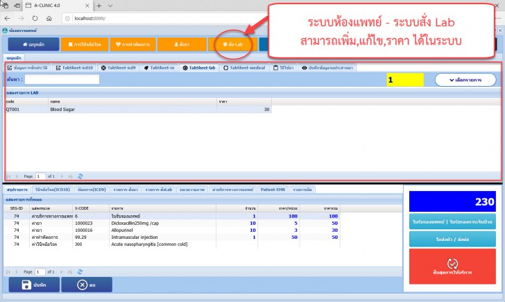 A-CLINIC (ระบบบริหารงานคลินิกรักษาโรค แบบครบวงจร ใช้งานผ่านเว็บไซต์) : 