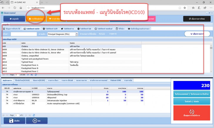A-CLINIC (ระบบบริหารงานคลินิกรักษาโรค แบบครบวงจร ใช้งานผ่านเว็บไซต์) : 