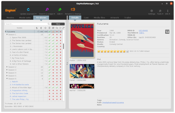 tinyMediaManager (โปรแกรม tinyMediaManager จัดการข้อมูลมีเดีย รายละเอียดภาพยนตร์) : 