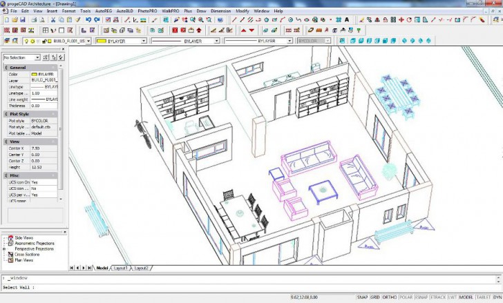 progeCAD Architecture (โปรแกรมออกแบบอาคาร เปิดไฟล์ โปรแกรม AutoCAD ได้) : 