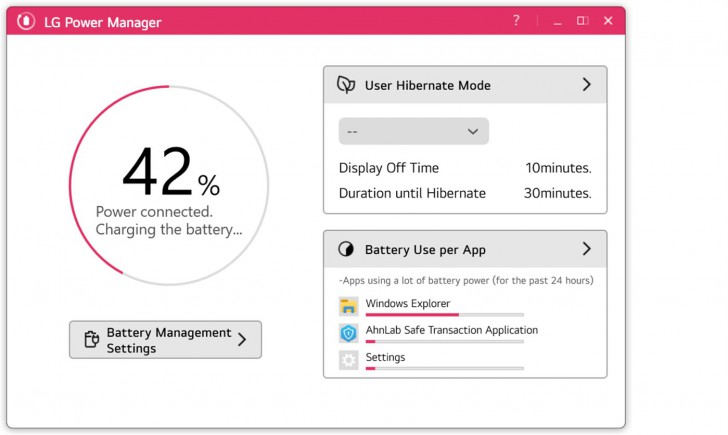 โปรแกรมจัดการตั้งค่าพลังงานแบตเตอรี่ LG PowerManager