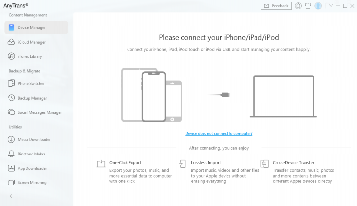 AnyTrans (โปรแกรม AnyTrans จัดการข้อมูลบน iPhone ย้ายข้อมูล แบบออลอินวัน) : 