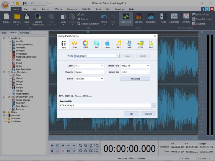 AVS Audio Editor (โปรแกรม แก้ไข ตัดต่อเสียง ขั้นเทพ)