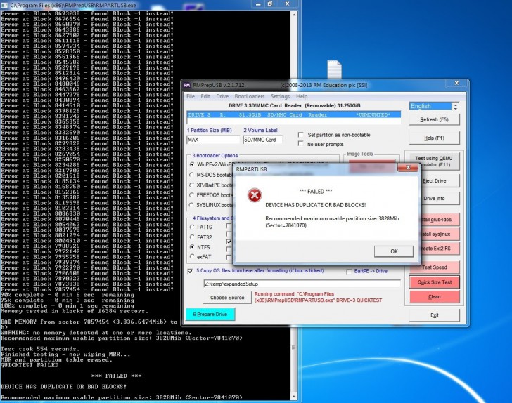 โปรแกรมเช็คความเร็วแฟลชไดร์ฟปลอม RMPrepUSB