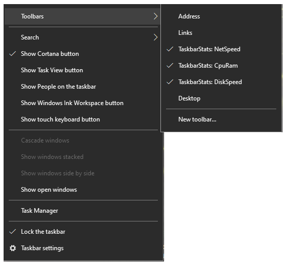 Taskbar stats (โปรแกรมแสดงผลการทำงานคอมพิวเตอร์บน Taskbar) : 