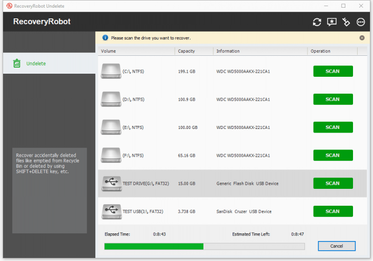 RecoveryRobot Undelete (โปรแกรม RecoveryRobot Undelete กู้คืนข้อมูล กู้ไฟล์ที่ถูกลบ) : 