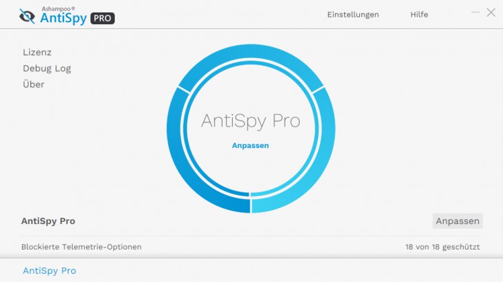 Ashampoo AntiSpy Pro (โปรแกรม AntiSpy Pro ป้องกันข้อมูลส่วนตัวรั่วไหลบน Windows 10) : 