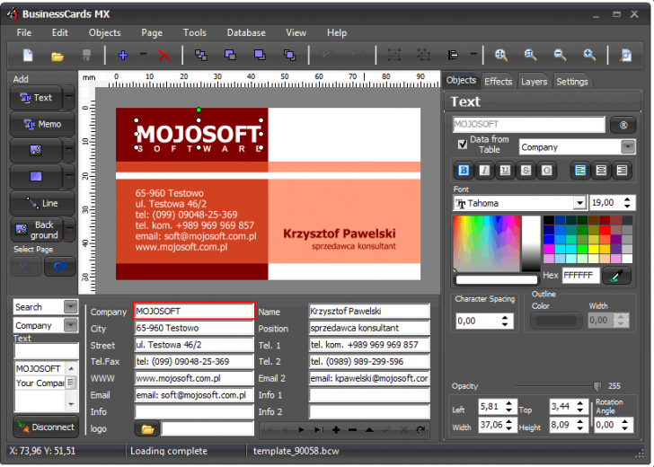 BusinessCards MX (โปรแกรมออกแบบนามบัตร พิมพ์นามบัตร อย่างง่าย) : 