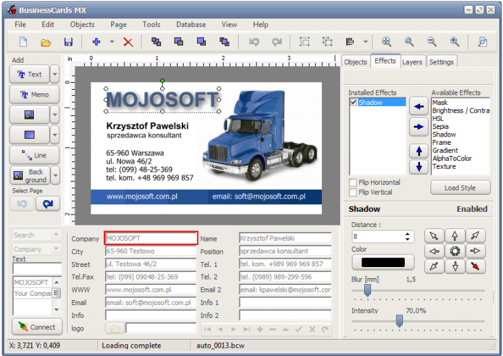 BusinessCards MX (โปรแกรมออกแบบนามบัตร พิมพ์นามบัตร อย่างง่าย) : 