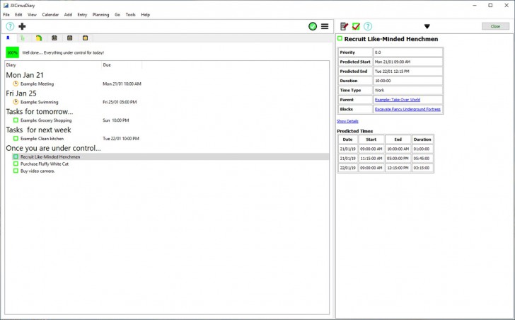 โปรแกรมบันทึกสิ่งที่ต้องทำ JXCirrus Diary