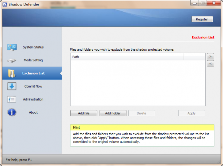 Shadow Defender (โปรแกรมสำรองข้อมูลกึ่งแอนตี้ไวรัส) : 