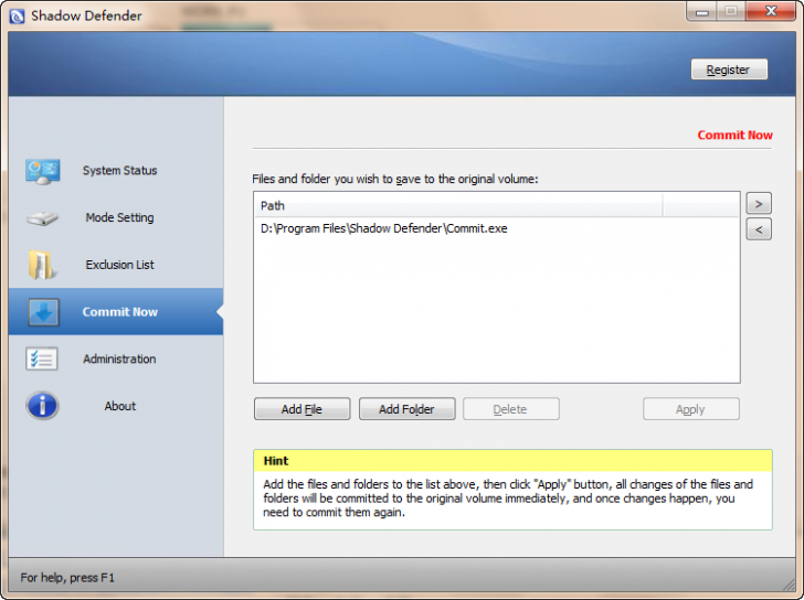 Shadow Defender (โปรแกรมสำรองข้อมูลกึ่งแอนตี้ไวรัส) : 