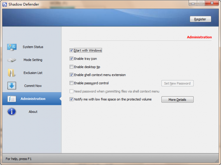Shadow Defender (โปรแกรมสำรองข้อมูลกึ่งแอนตี้ไวรัส) : 