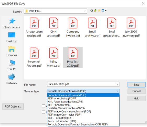 Win2PDF (โปรแกรมจัดการไฟล์ สร้างไฟล์ แปลงไฟล์ รวมไฟล์ PDF จากรูปภาพ) : 