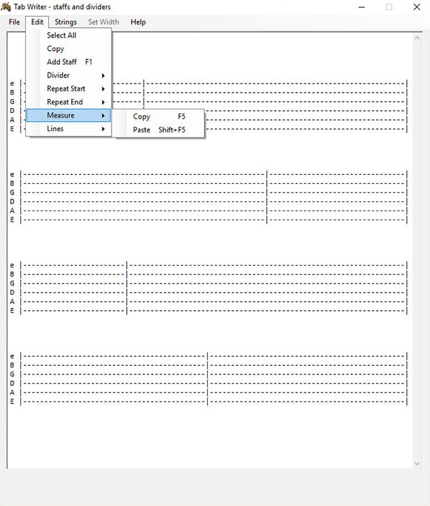 โปรแกรมเขียนแท็บกีตาร์ Tab Writer