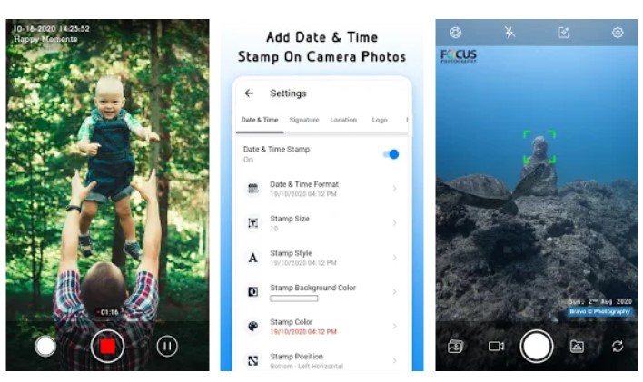Timestamp camera (แอปพลิเคชันถ่ายภาพพร้อมบันทึกช่วงเวลาเป็นลายน้ำแบบอัตโนมัติ) Timestamp camera (แอปพลิเคชันถ่ายภาพพร้อมบันทึกช่วงเวลาเป็นลายน้ำแบบอัตโนมัติ)