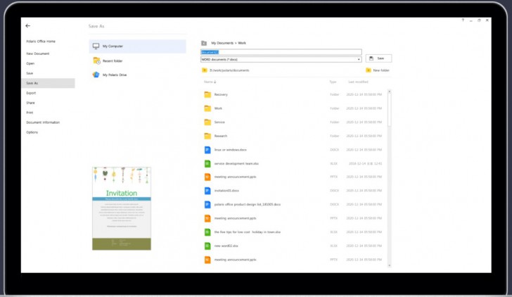 Polaris Office (ชุดโปรแกรมออฟฟิศ ใช้ร่วมกับไฟล์ Word, Excel,PowerPoint และ PDF ได้) : 