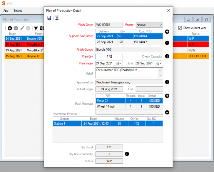 sPC Production Control (โปรแกรมควบคุมการผลิค การสต็อกสินค้า)
