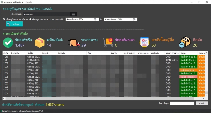 LazStatement (โปรแกรมวิเคราะห์ยอดขาย สำหรับพ่อค้าแม่ค้าบน Lazada และ Shopee) : 