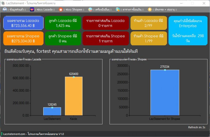 LazStatement (โปรแกรมวิเคราะห์ยอดขาย สำหรับพ่อค้าแม่ค้าบน Lazada และ Shopee) LazStatement (โปรแกรมวิเคราะห์ยอดขาย สำหรับพ่อค้าแม่ค้าบน Lazada และ Shopee)