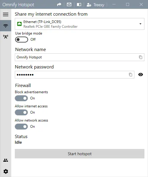 Omnify Hotspot (โปรแกรม Omnify Hotspot แชร์ไวไฟฮอตสปอต กระจายไวไฟบนคอมพิวเตอร์) : 