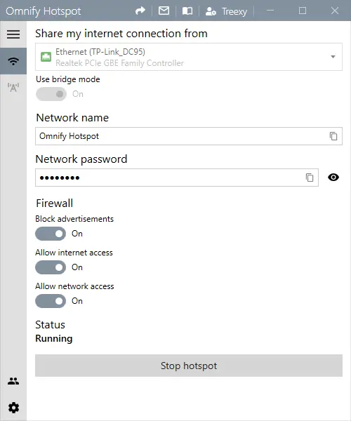 โปรแกรมแชร์ไวไฟฮอตสปอต Omnify Hotspot 