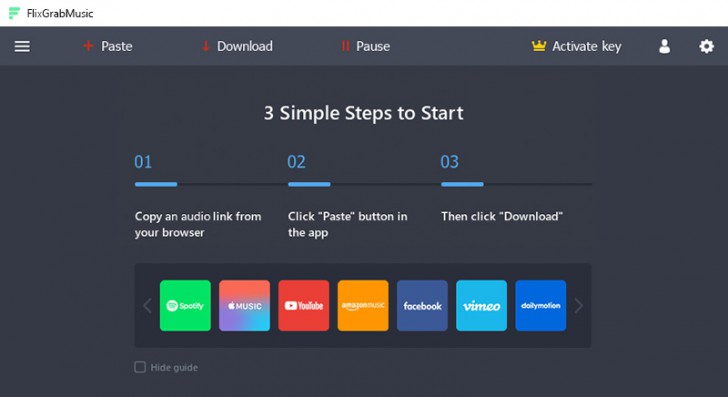FlixGrab Music (โปรแกรม FlixGrab Music ดาวน์โหลดเพลงออนไลน์จากบริการสตรีมมิ่ง) : 