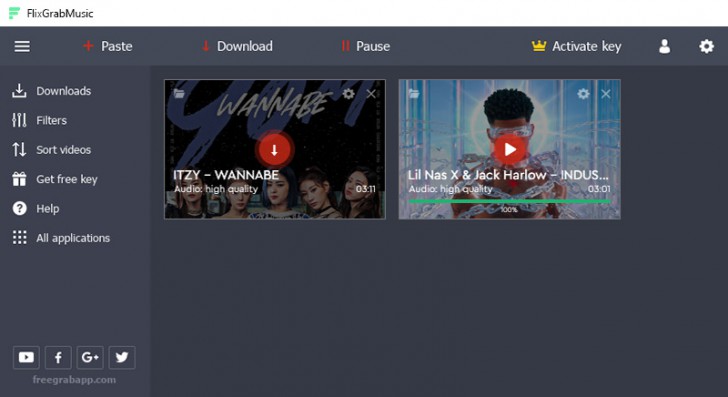 โปรแกรมดาวน์โหลดเพลงออนไลน์ จากระบบสตรีมมิ่ง FlixGrab Music