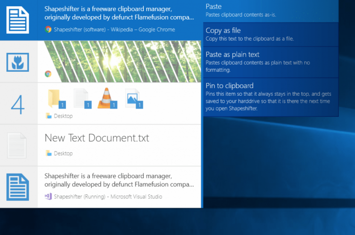 Shapeshifter (โปรแกรม Shapeshifter จัดการคลิปบอร์ด ประวัติเลือกคัดลอกวางไฟล์)