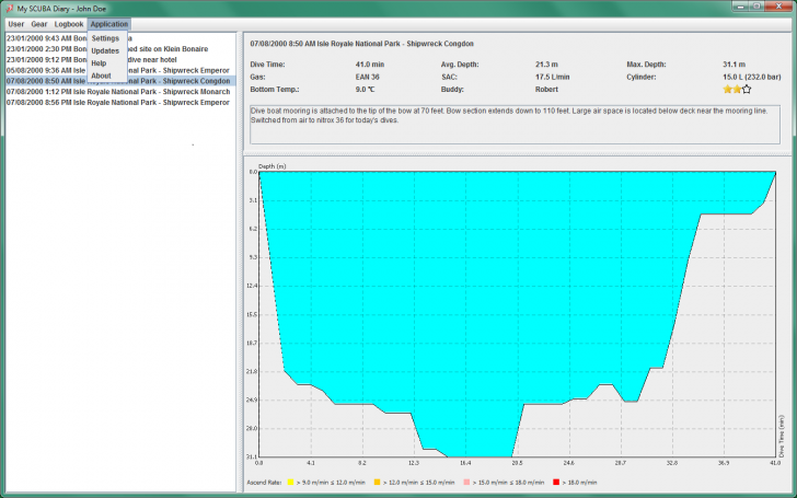 โปรแกรมบันทึกการดำน้ำสกูบา My SCUBA Diary