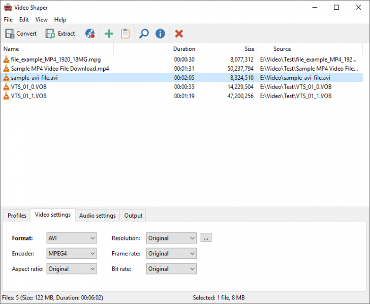 โปรแกรมแปลงไฟล์วิดีโอ Video Shaper