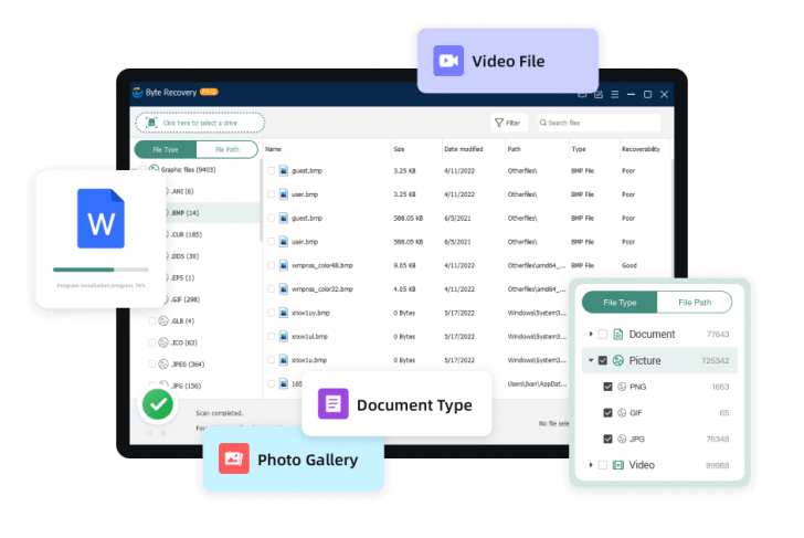 โปรแกรมกู้คืนไฟล์ที่ถูกลบ Byte Recovery