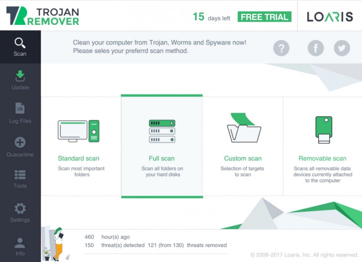 โปรแกรมสแกน ค้นหา และกำจัดโทรจัน Loaris Trojan Remover
