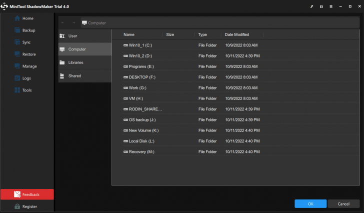 MiniTool ShadowMaker (โปรแกรม MiniTool ShadowMaker สำรองข้อมูล Backup ข้อมูล)