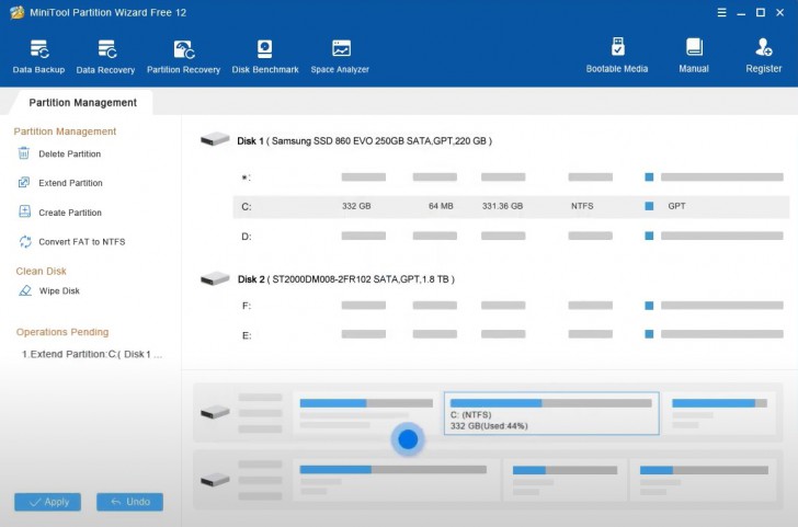 MiniTool Partition Wizard (โปรแกรมจัดการพาร์ทิชันฮาร์ดดิสก์  Free Edition )