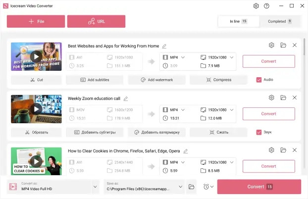 โปรแกรมแปลงไฟล์วิดีโอ Icecream Video Converter